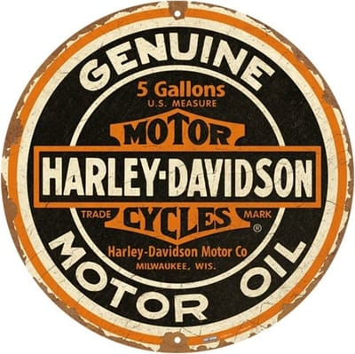 Rond Metaal Bord 35cm Harley-Davidson - Genuine Motor Oil