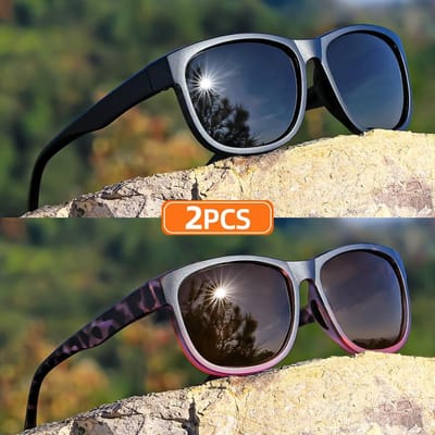 2 Paires de Lunettes de Vue Carrées Classiques Élégantes Unisexes - Monture Légère Colorée Nacrée Lunettes Style Sport en Plein Air