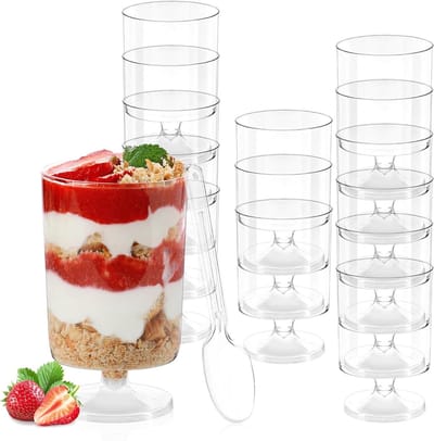JGS Premium - Herbruikbare Dessertbakjes 25 stuks 120 ml - Serveerkommen voor Aperitief Mousse Ijs - Transparante Glazen voor Cake