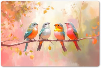 Placemats 45x30 cm - Placemat kunststof - 1 stuk - Vogels - Kleurrijk - Tak - Borden onderleggers - Decoratie voor op tafel - Keuken tafeldecoratie accessoires - Vinyl onderlegger - Tafelversiering