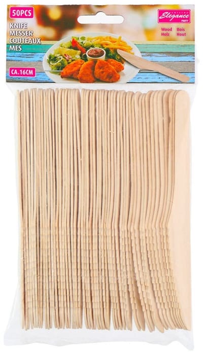 Cuisine Elegance Wegwerpmessen 16 Cm Hout Bruin 50 Stuks