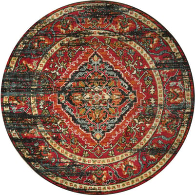 Muratap Rond vintage marrakech laagpolig vloerkleed multikleur zwart- 200 cm rond