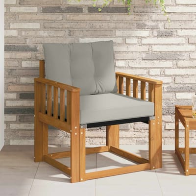 vidaXL - Buitensofa - Massief - Acacia - Hout - Natuurlijk - en - Licht - Grijs