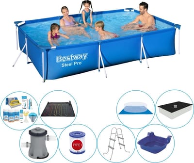 Steel Pro Rechthoekig 300x201x66 cm - Deluxe Zwembad Set