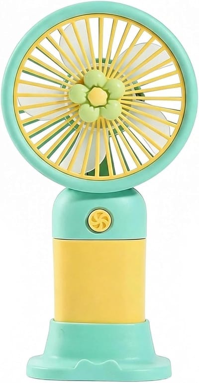 Handventilator, schattige bloemvormige handventilator voor op het bureau, oplaadbare mini-ventilator, USB-oplaadbare handventilator, een onmisbare handventilator voor verkoeling thuis (groen).