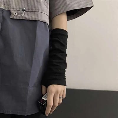Gotische Lange Vingerloze Handschoenen voor Cosplay, Geschikt voor Zowel Mannen Als Vrouwen, Warme Manchetten zwart