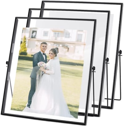 Dailygoods- Fotolijst Set van 3 - Zwevende Fotolijsten 31,4 x 27,5 cm - Tafeldisplay - Elegant Cadeau - Bruiloft/Verjaardag/Kerstmis - Decoratie - Fotohouder