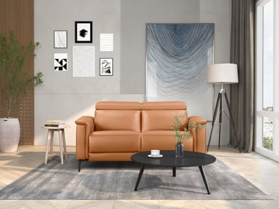 Lund-2Zitsbank - 1 Handmatige Relax - Cognac PU