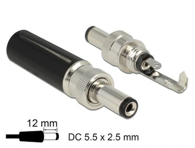 Delock Connector DC 5.5 x 2.5 mm with 12.0 mm length male soldering version