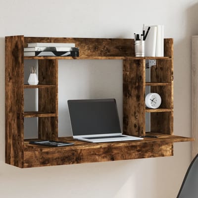 vidaXL - Wandbureau - 105x48x75 - cm - bewerkt - hout - gerookt - eikenkleurig
