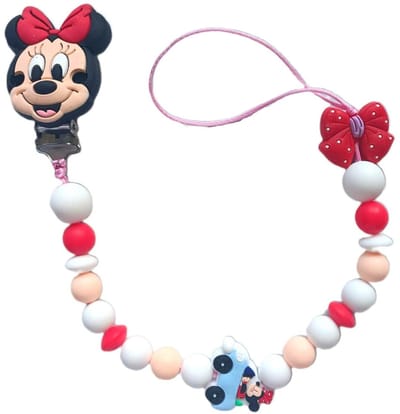 Siliconen speentouw met Minnie - rood