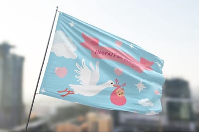 Hoera Een Meisje vlag -2 100x150cm