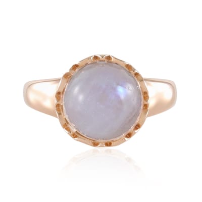 Cavill - Elegante Ring 925 Sterling Zilver - 5,04 ct Blauwe Maansteen Cabochon - Roségoud Verguld - Ronde Maansteen Ringen