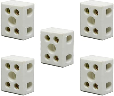 Dailygoody - Aansluitblok Keramisch - 20A 250V - 5 Stuks - Elektrische Kabels - Hoogwaardige Aansluittechniek - Betrouwbare Verbinding - Geschikt voor