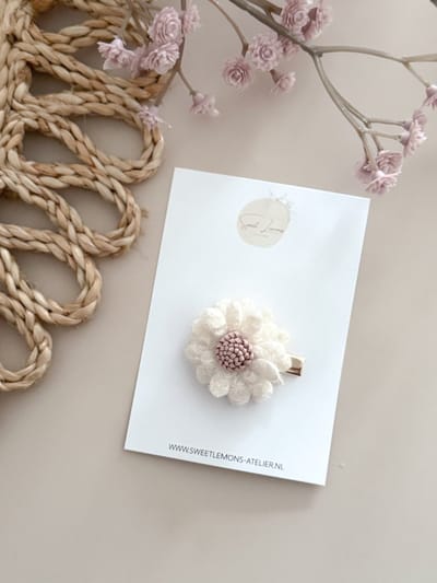 Wool Flower Haarspeldje - Lila - Alligator Haarspeldjes - Haaraccessoires voor Kinderen - Haaraccessoires voor Meisjes - Handgemaak