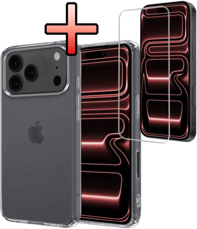 Hoesje - Met Screenprotector - Geschikt voor Apple iPhone 17 Pro Max - Sterk & Shockproof - Back Cover - Siliconen Case - Telefoon Hoes - Transparant