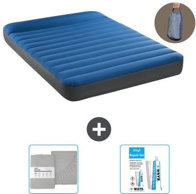Intex Luchtbed - Twijfelaar - 137 x 191 x 22 cm - Blauw - Inclusief pomp - Hoeslaken en Reparatieset