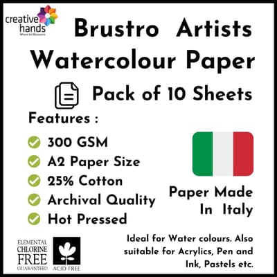 Aquarelpapier A2 - 300 g/m² Warm Geperst - 10 Vellen Katoenmix voor Acryl, Gouache en Inkt