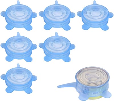 longziming -6-delige Siliconen Yoghurtdeksels – Herbruikbare Luchtdichte Dekselset 9,5 cm – Flexibel en Duurzaam voor Potten, Bekers en Voedselopslag