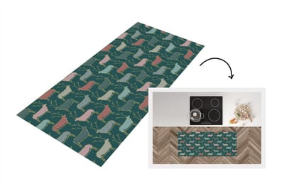 Keukenloper - Loper keuken - Patronen - Hert - Groen - 120x50 cm - Keukenloper vinyl