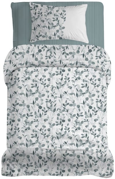 LINNICK Dekbedovertrek Katoen Renforcé Putto - Mint - Dekbedovertrek 140x200/220cm - 100% Katoen - Eenpersoons - Dekbedovertrekken - Bladeren Dekbedovertrek