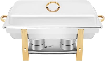 Roestvrijstalen Chafing Dish - Warmhoudcontainer Voedselwarmer - Buffet Gasten Ontvangen - Duurzaam Materiaal Hoogglans - 9 Liter Inhoud - Zilverkleurig