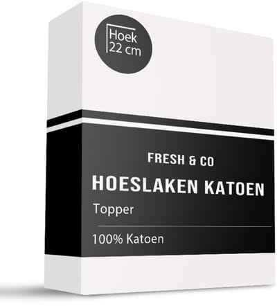 Dekbed-Discounter - Fresh and Co Topper Hoeslaken 90 x 210/220 cm - Verkoelend Katoen - Geschikt voor toppers tot 15 cm hoog - Wasbaar op 30 graden - Kreukvrij en vormvast - Wit