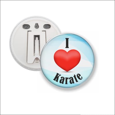 Button Met Clip 58 MM - I Love Karate