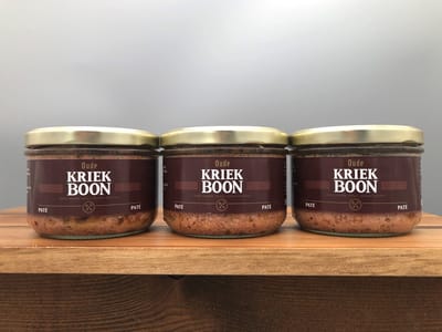 Paté Oude Kriek Boon - 3 x 180g - De Veurn' Ambachtse - Set van 3 bokaaltjes van 180g - Ambachtelijke paté op smaak gebracht met de fruitige en karaktervolle smaak van Oude Kriek Boon,  heerlijke paté, net even anders !