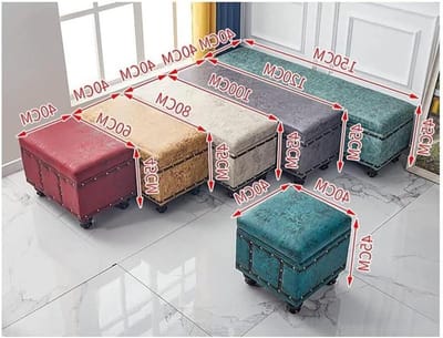 Opbergbank Ottomaanse bank - Voetsteun Poef - Ruimte Besparen - Sponzenvulling Hoge Veerkracht - 80x40x45cm - Khaki
