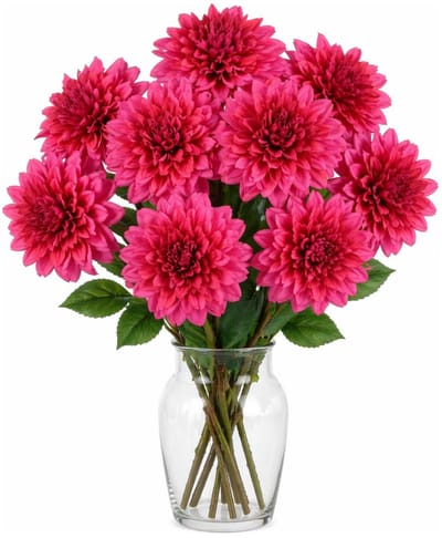 Mica Decorations Kunstbloem Dahlia Floristic - 8x - H75 cm - roze - kunststof - stelen kunstbloemen - boeket - bloemetjes