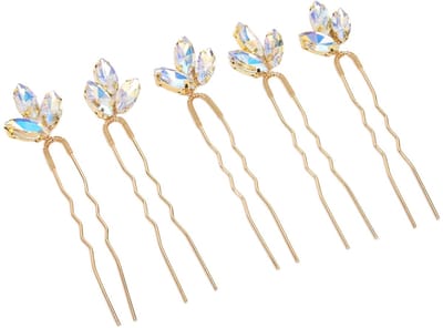 Dailygoods- Haarspelden Retro-stijl - Kristal Haarspelden - Haaraccessoires Bruiden - 5 Stuks - Licht Materiaal - Perfect voor Bruiloft