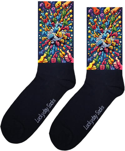 LuckyDay Socks - Duimpjes - Grappige sokken - Origineel cadeau - Verjaardag cadeau - Trend nu - Opkikker - Vrolijke sokken - Cadeautje - Grappig cadeau - Trots op jou - Geslaagd cadeau - Kerstcadeau - Vaderdag - Moederdag - Maat 37-44