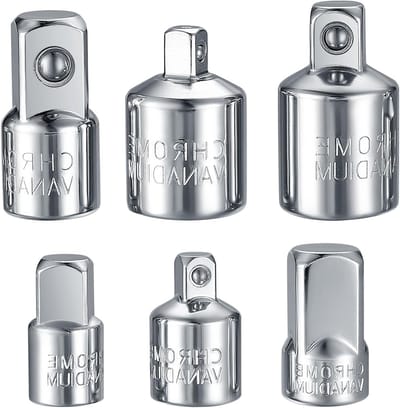 Adapter Set van 6 Stuks voor Steeksleutel, Inclusief 1/4 Inch, 3/8 Inch en 1/2 Inch Adapter voor Diverse Klussen