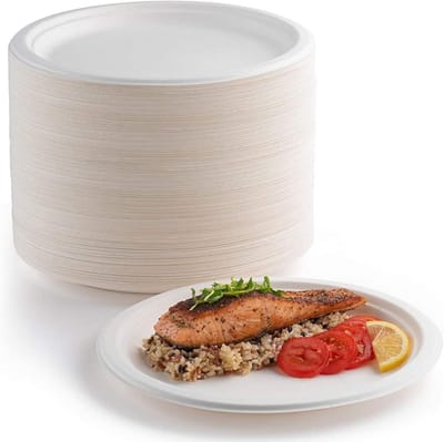 Composteerbare Borden Set - 200 Stuks Witte Borden 18cm voor Feestjes en Barbecue