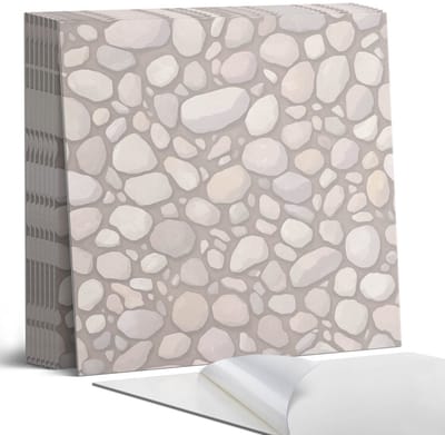 Coloray Plaktegels - Natuursteenpatroon Portugese Tegels - 30 cm x 30 cm - Beige Plaktegels - 9 stuks - Vierkant PVC Tegels - Plaktegels Keuken - Zelfklevende Vloertegels - Vinyl Tegels - Zelfklevende Tegels