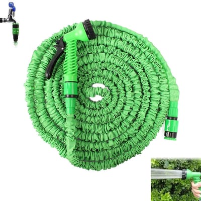 Tuinslang - Uitrekbare Tuinslang - Flexibele Tuinslang 22.5 m - Tuinsproeier - Tuin Besproeien - Waterslang - Flexibel Elastisch - Rekbare waterslang - Tuinslang met koppeling - 7 Sproeifuncties - Tuinbewatering - Spuitpistool - inclusief sproeikop