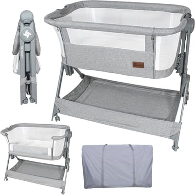 Compact Inklapbaar Babybed voor Reis - Verstelbaar en Draagbaar, Inclusief Matras