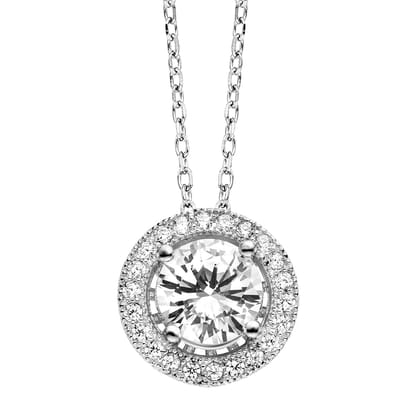 Julie Julsen Anhänger mit Kette 925 Silber rhodiniert Zirkonia weiß