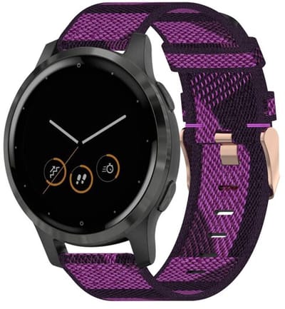 By Qubix - Geschikt voor Garmin bandje - 18mm - Geschikt voor Garmin Venu 4 - 41mm - Canvas nylon bandje - Paars