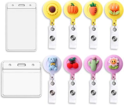 Retractable badge reel met 8 ID-kaarthouders voor gebruik in kantoren, scholen en fabrieken, ideaal voor identificatie en organisatie