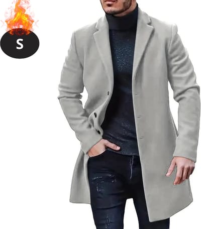 Livano Winterjas - Trenchcoat - Heren - Winter - Herfstjas - Volwassen - Stijlvol - Knopen - Lichtgrijs - S