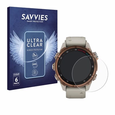 Savvies - Screenprotector voor Garmin Descent Mk3 (43 mm) - Folie Beschermfolie transparant 6 Stuks