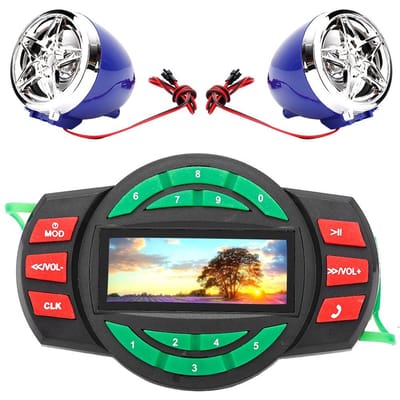 Waterdichte LCD Motorfiets MP3-speler BT FM-radio Luidspreker met Telefoon Opladen blue