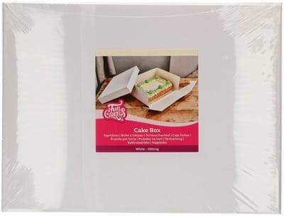 FunCakes Taartdoos met Zwanenhals en Losse Deksel - Rechthoekig - Wit - 40x30x15 cm - 1 Stuk