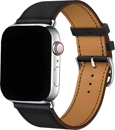Innerlight® Lederen bandje geschikt voor Apple Watch - Zwart - 38mm/40mm/41mm - PU Leer bandje geschikt voor Apple Watch - Geschikt als Apple Watch bandje voor Series 1/2/3/4/5/6/7/8/9/10 42mm/11 42mm/SE