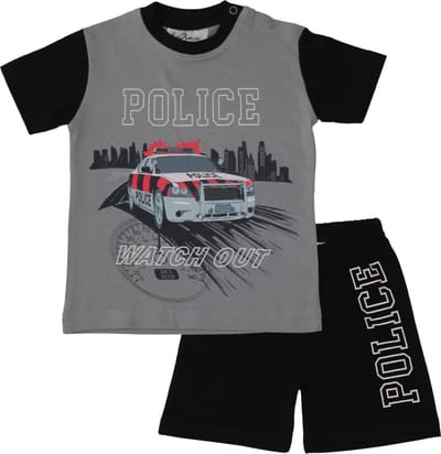 Fun2Wear - Politie Shortama Baby | Jet Black - Katoen - Maat 62