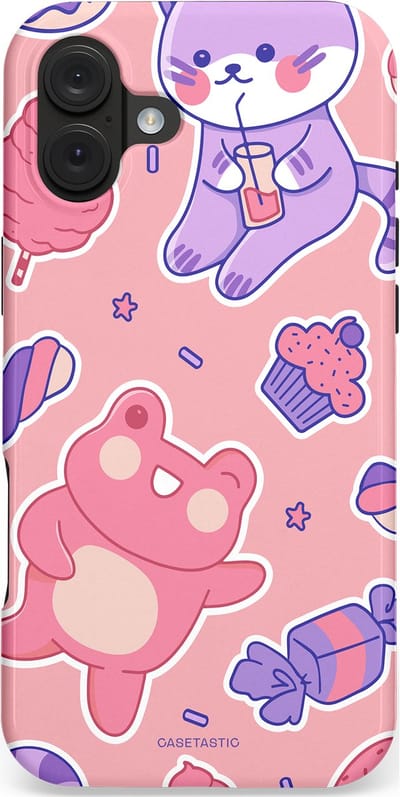 Casetastic hoesje geschikt voor Apple iPhone 16 Plus - MagSafe - Dubbellaagse bescherming - Snoepvriendjes - Fashion Case - Lichtroze Lavendel Koraal