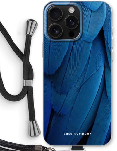 Case Company® - Hoesje met koord geschikt voor iPhone 16 Pro Max hoesje met Koord - Pauw - Telefoonhoesje met Zwart Koord - Bescherming aan alle Kanten en Over de Schermrand