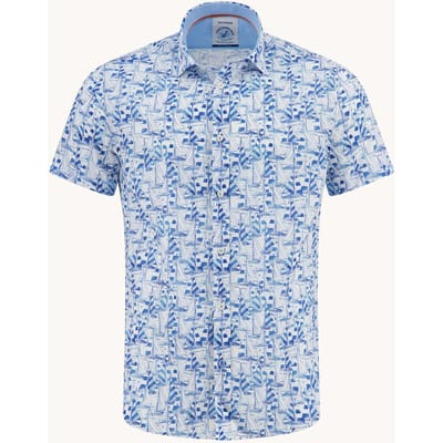 A Fish Named Fred A Fish Named Fred Overhemd Korte Mouw Sailing Boats Light Blue  3XL